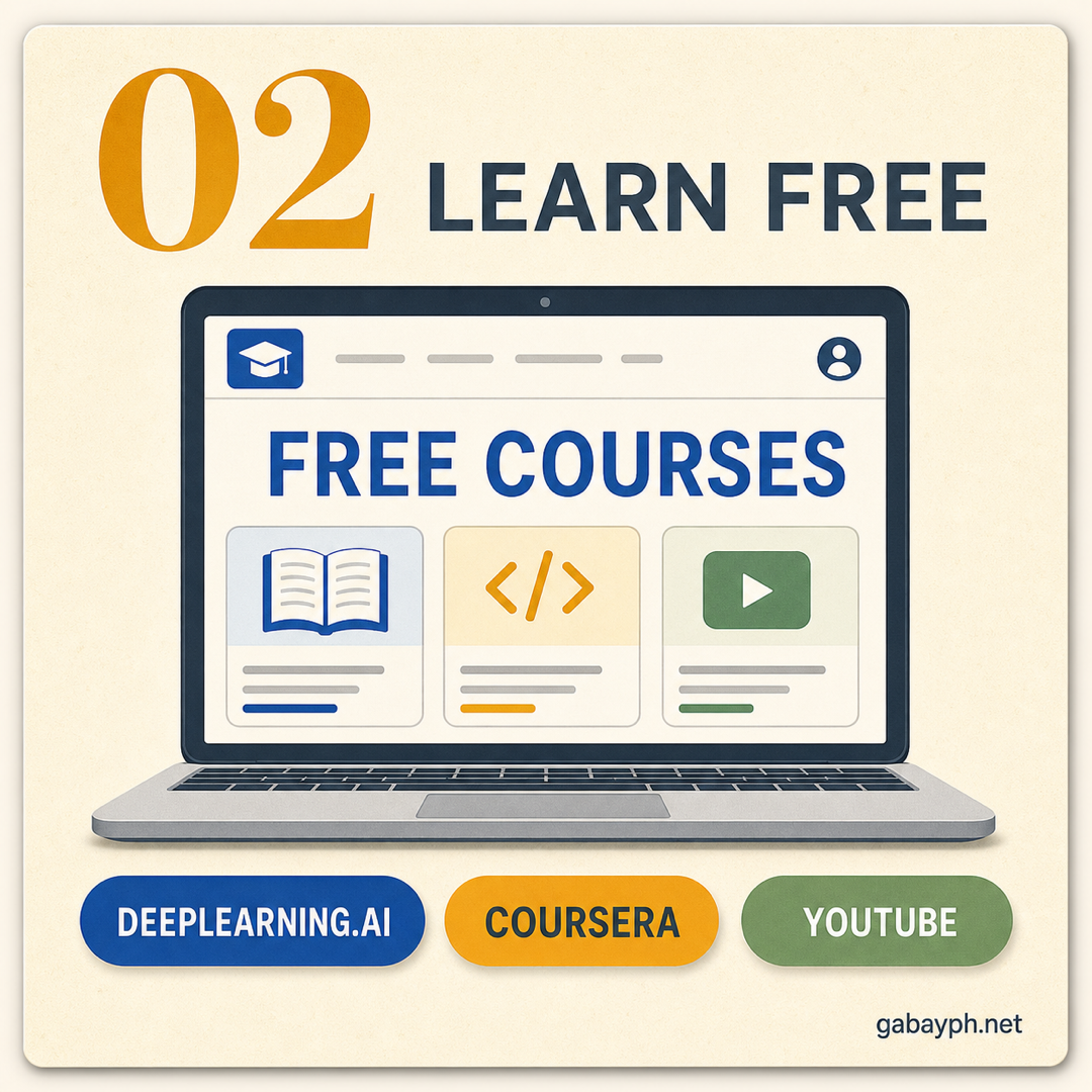 Fact 2: Learn for free — DeepLearning.AI, Coursera, YouTube