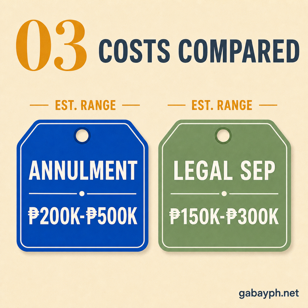 Fact 3: Costs — annulment ₱200K-₱500K, legal sep ₱150K-₱300K