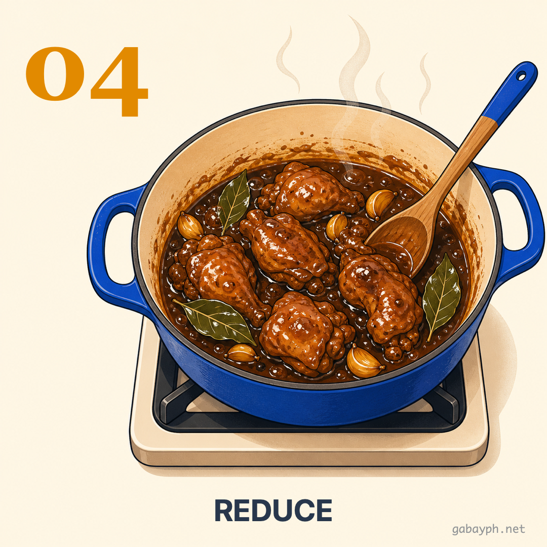 Step 4: Reduce sauce until glossy and thick
