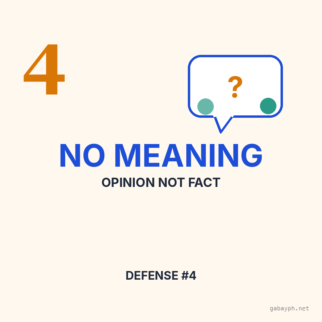 Fact 4: Four main defenses — prescription, truth, privilege, no defamatory meaning