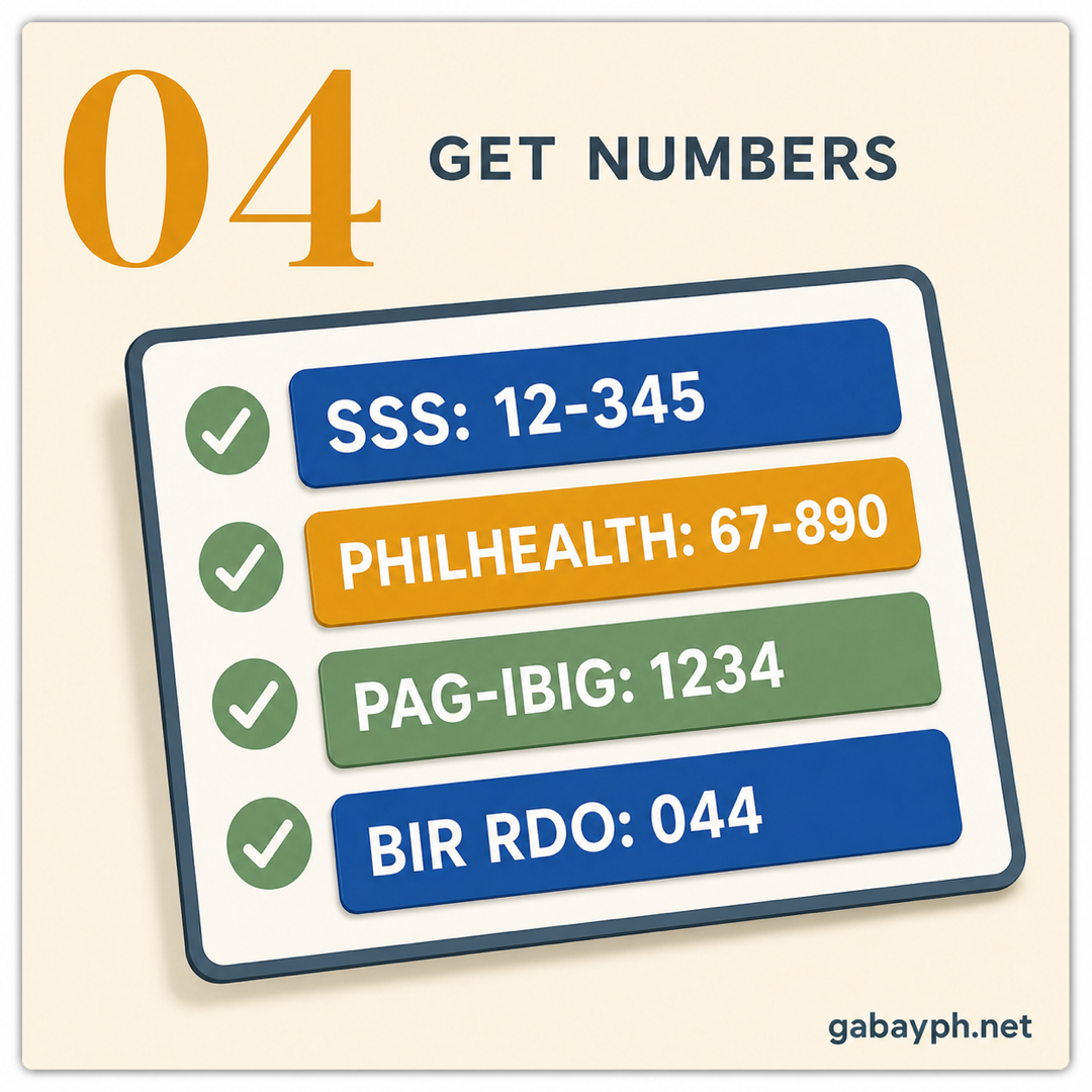 Step 4: Tanggapin ang SSS, PhilHealth, Pag-IBIG, BIR numbers