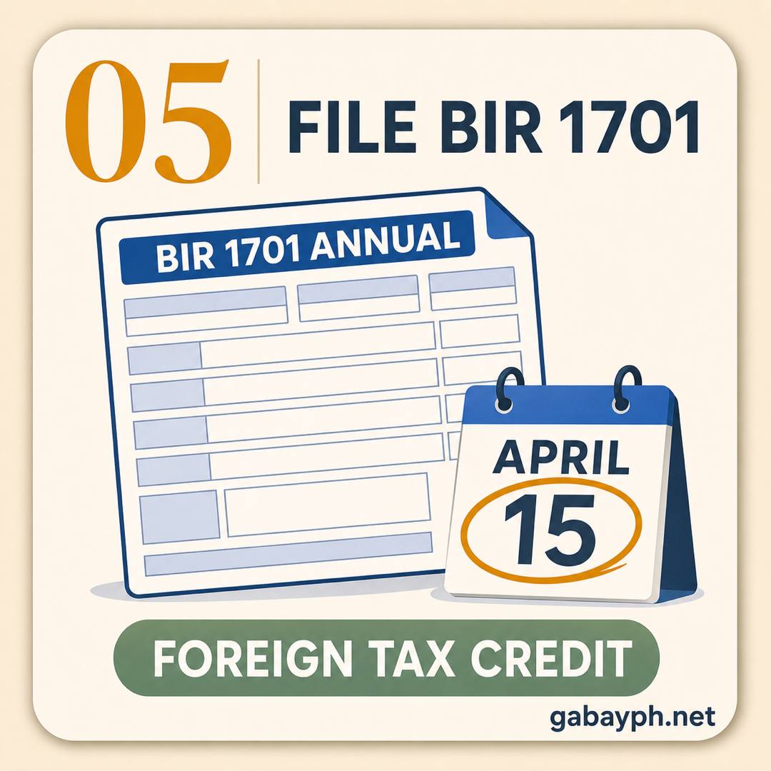 Fact 5: File BIR Form 1701 annually with foreign tax credit