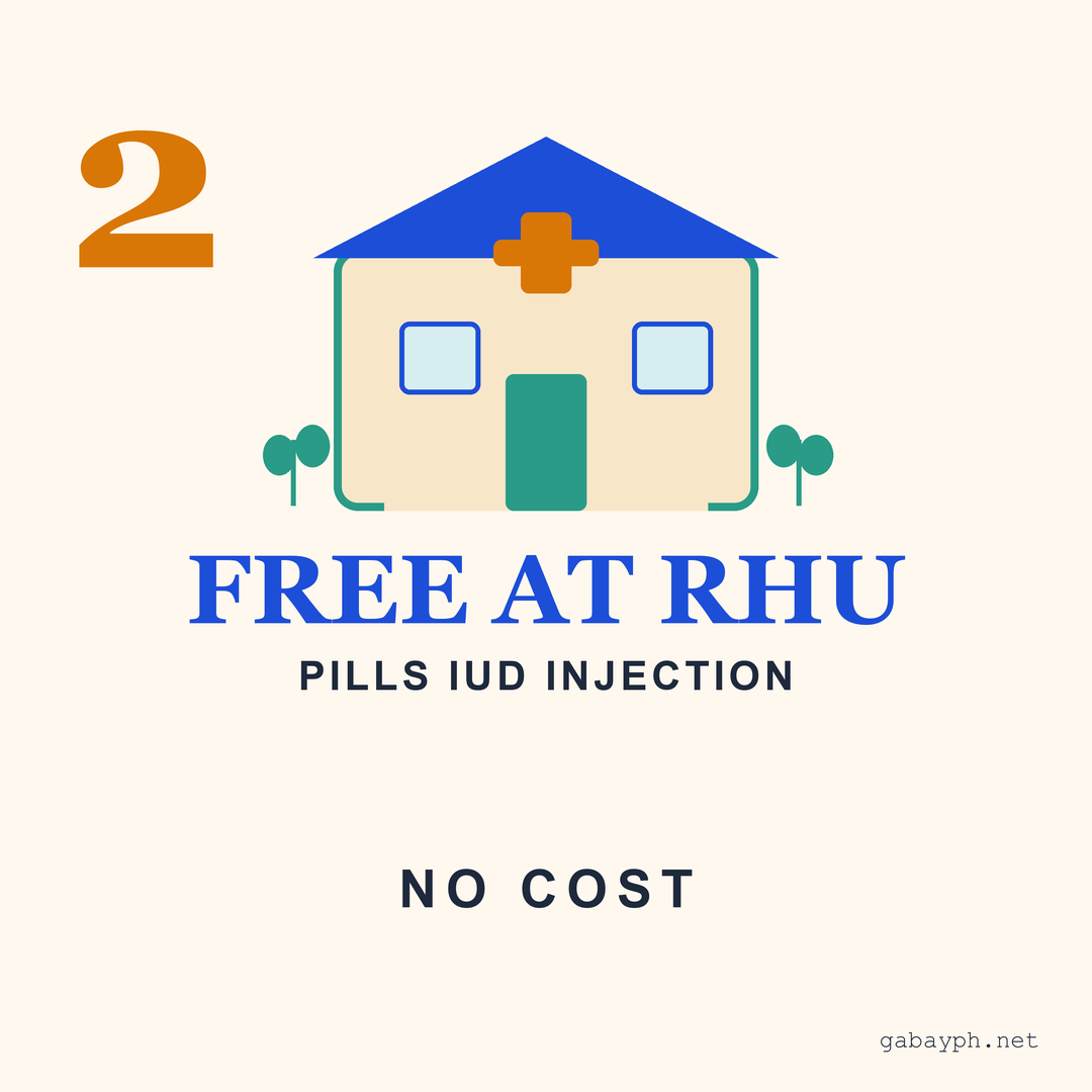 Fact 2: Pills, IUD, DMPA injectable, and condoms are all free at the RHU