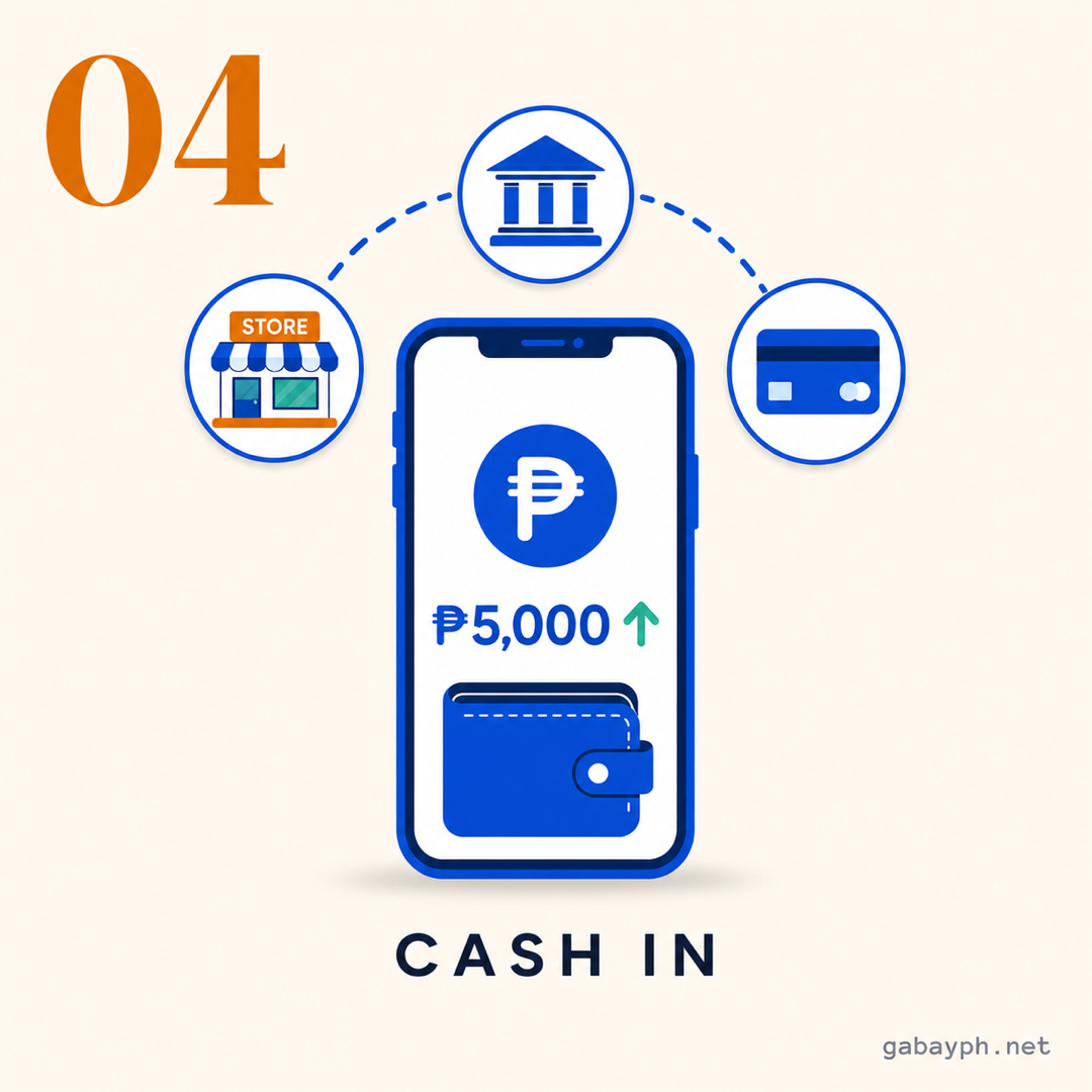 Step 4: Cash in via convenience store, bank transfer, or wallet load