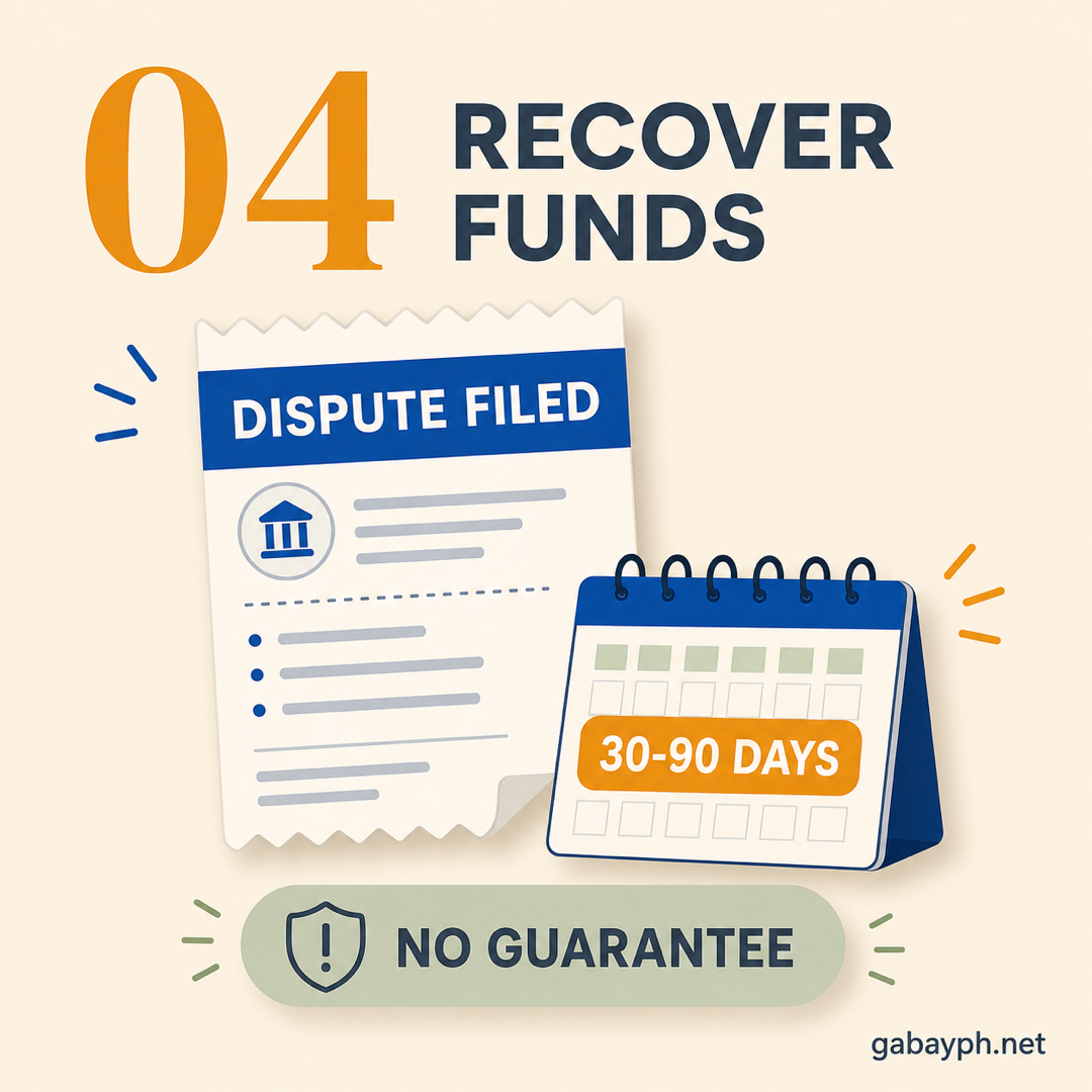 Fact 4: Recover funds — disputes take 30-90 days, no guarantee