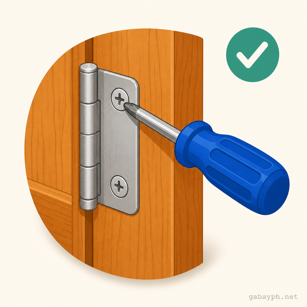 Screwdriver driving the screw firmly back into the toothpick-filled hole