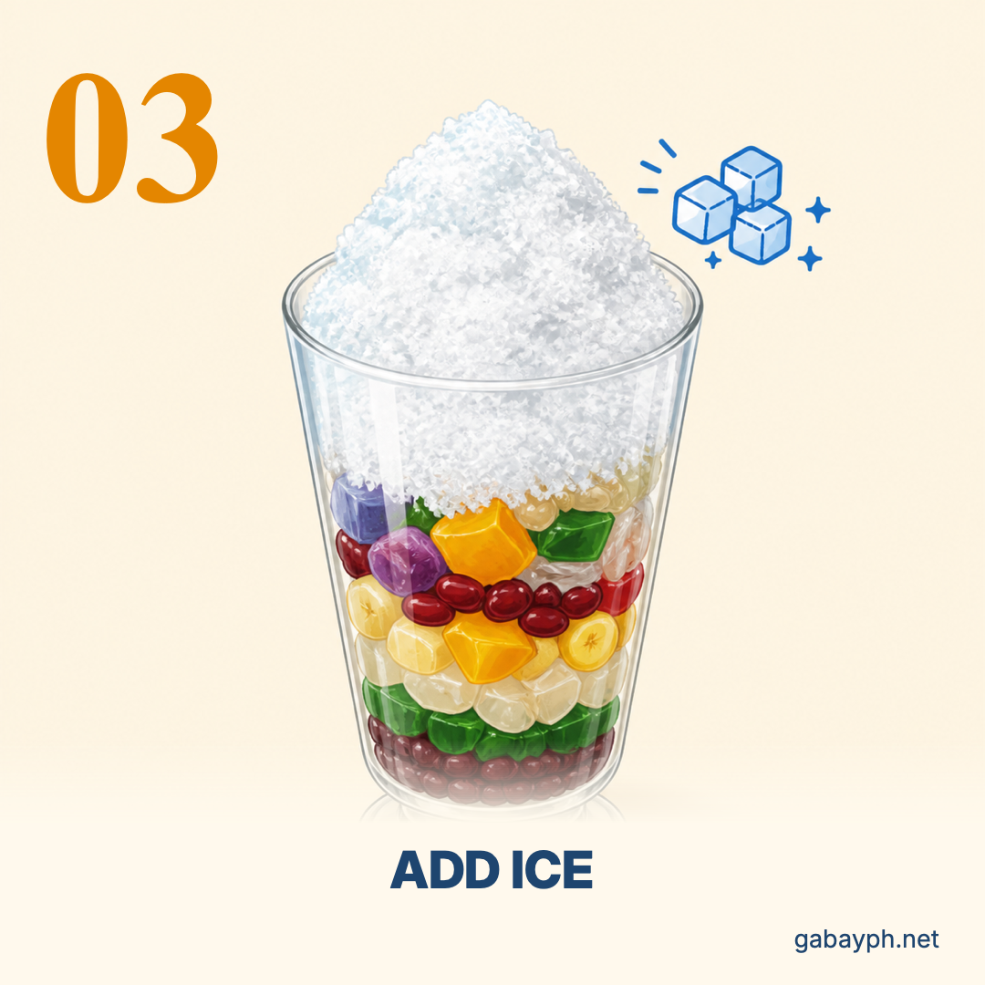 Step 3: Add a generous mound of shaved ice
