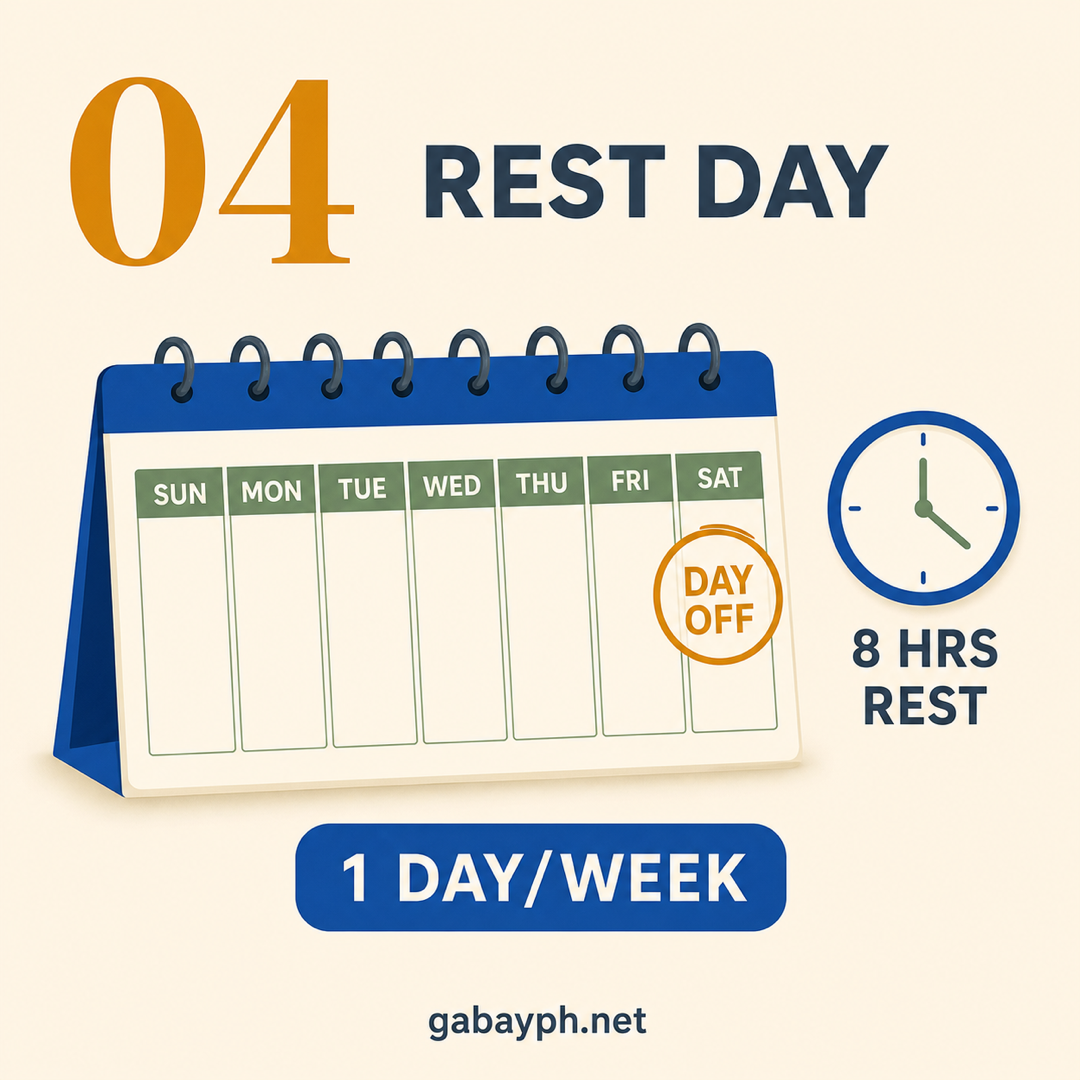 Fact 4: 1 day off per week + 8 hours daily rest