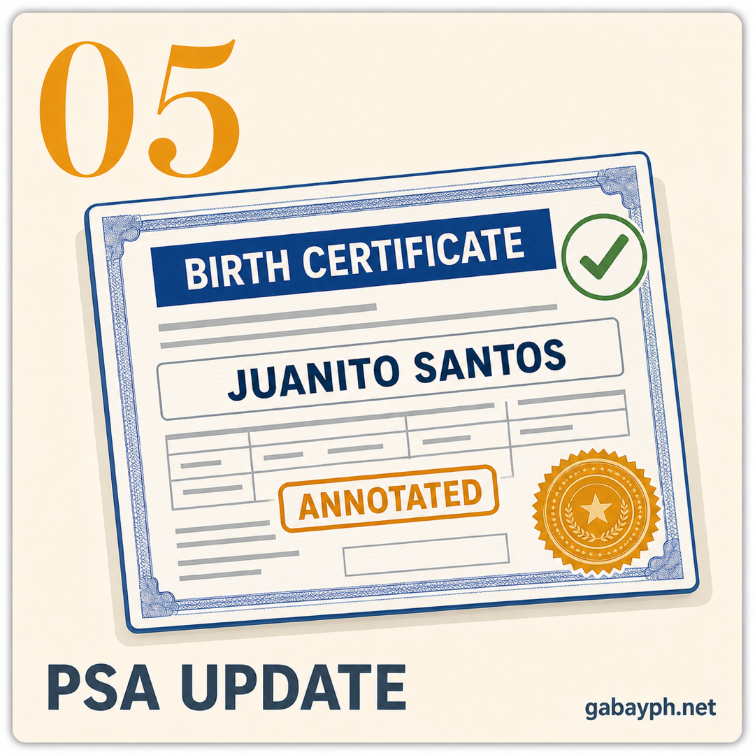 Step 5: PSA annotation of birth certificate