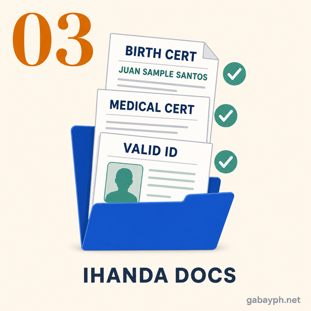 Step 3: Ihanda ang documents — birth cert, medical cert, valid ID