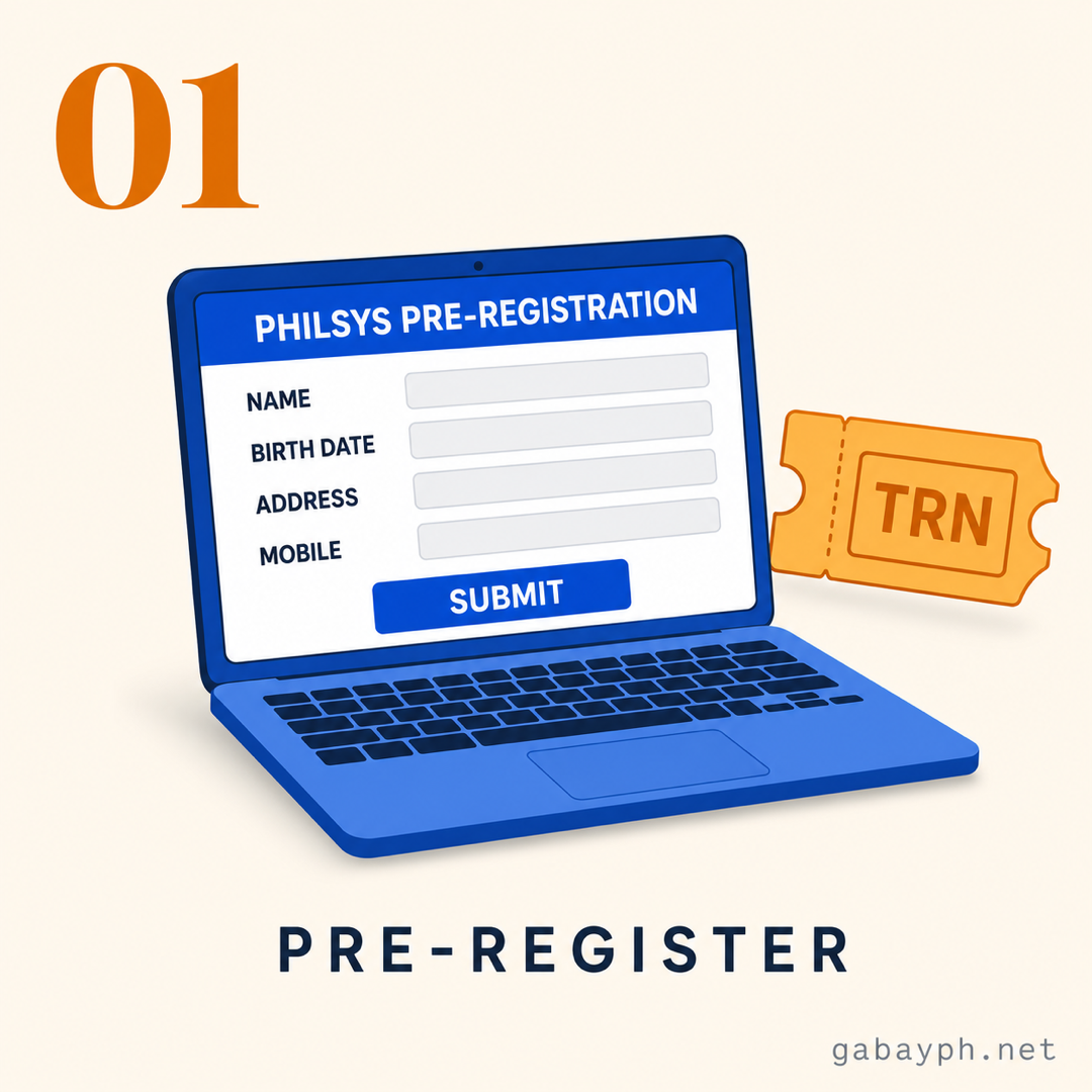 Step 1: Mag-pre-register sa register.philsys.gov.ph para sa TRN