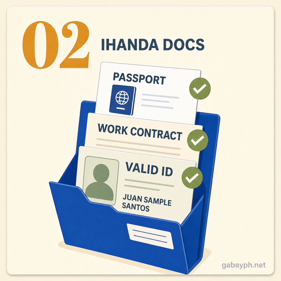 Step 2: Ihanda ang documents — passport, work contract, valid ID