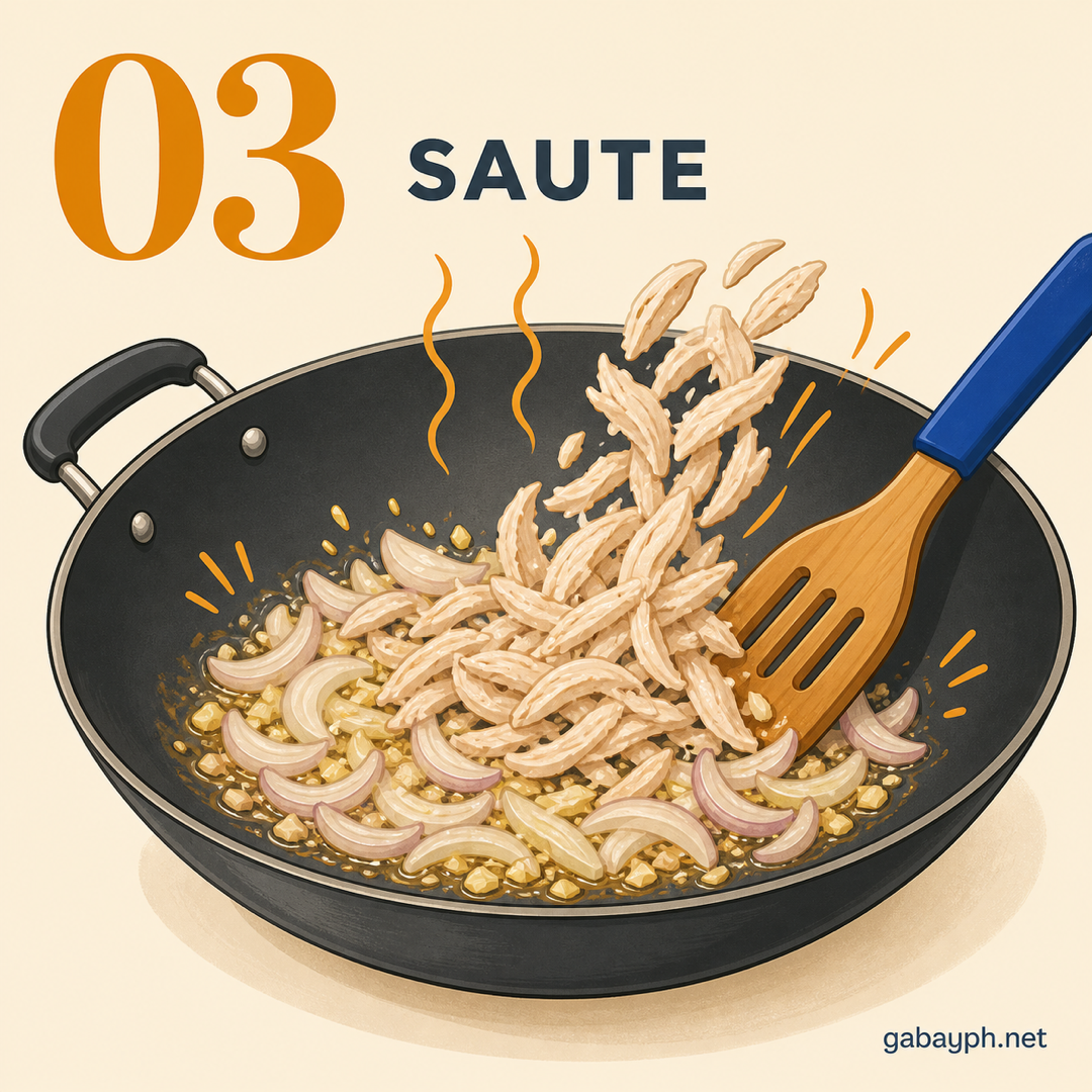 Step 3: Sauté garlic, onion, and meat