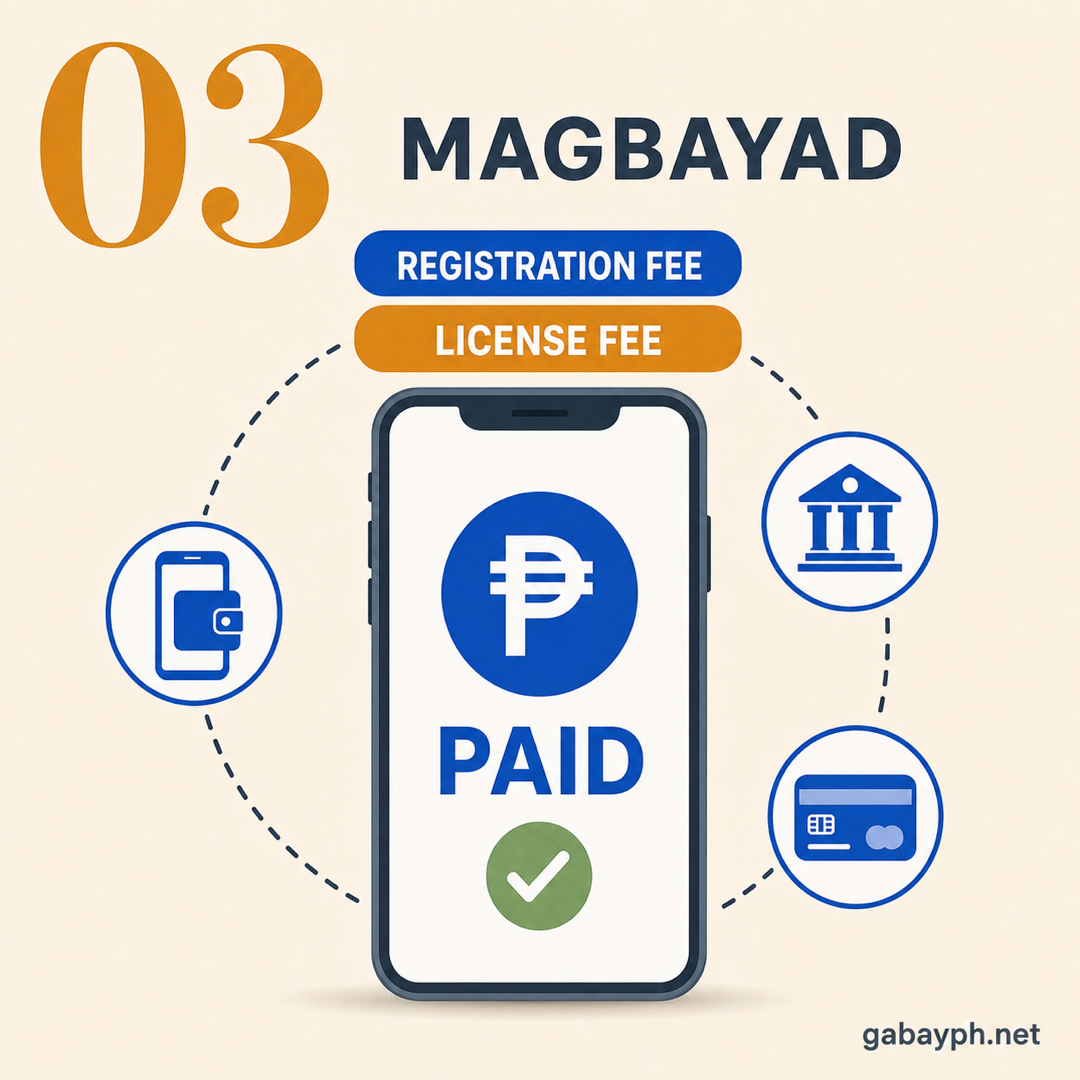 Step 3: Magbayad ng registration at license fees