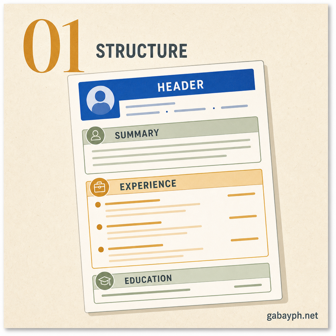 Fact 1: Structure your resume — header, summary, experience, education