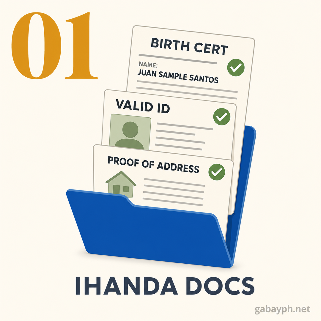 Step 1: Ihanda ang requirements — birth cert, valid ID, proof of address
